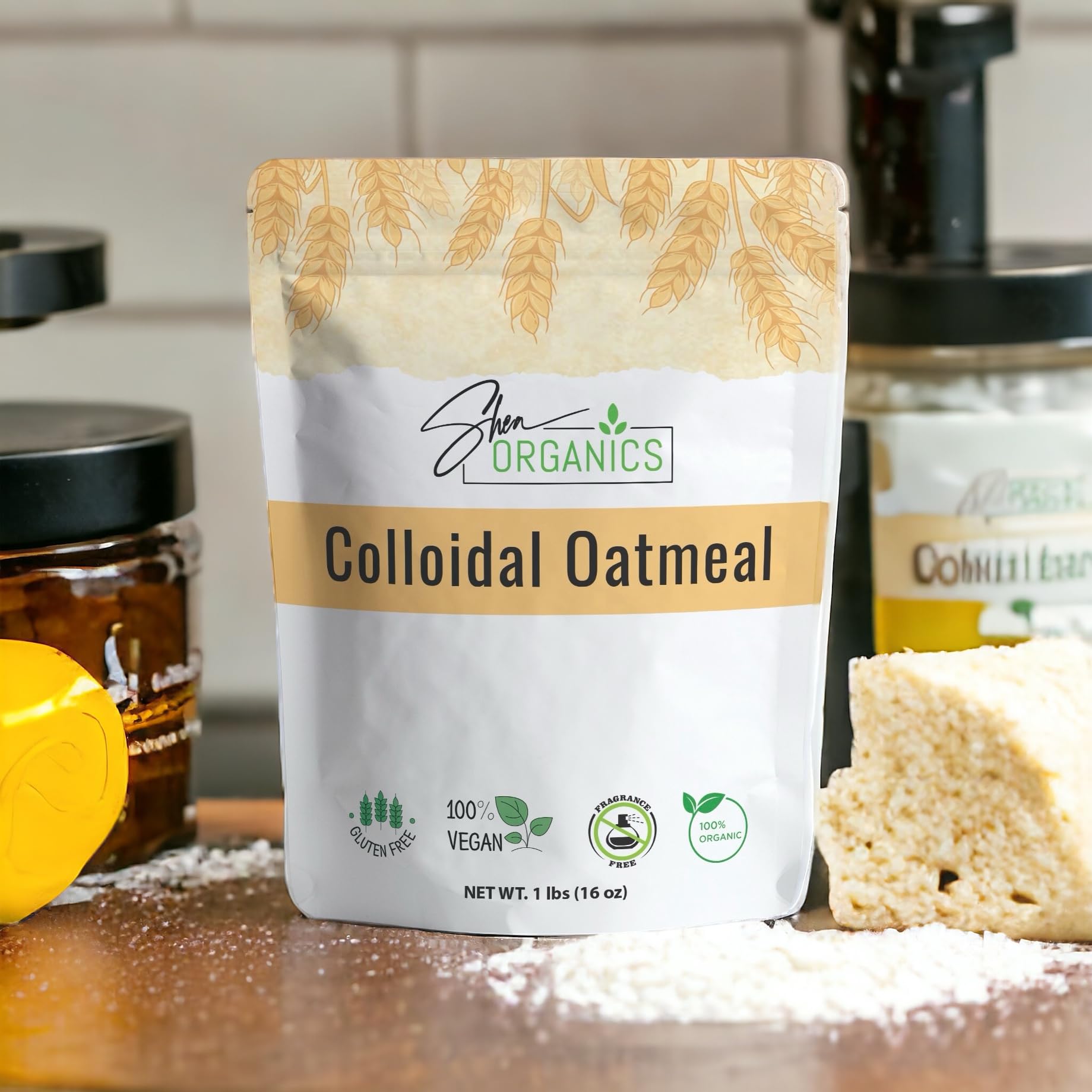 Shea Organics Organic Colloidal Oatmeal – 16 OZ | Soothing Bath & Skin Care Powder | Helps Soothe Itchy, Dry Skin | Safe for Babies & Adults | Great for Soap Making